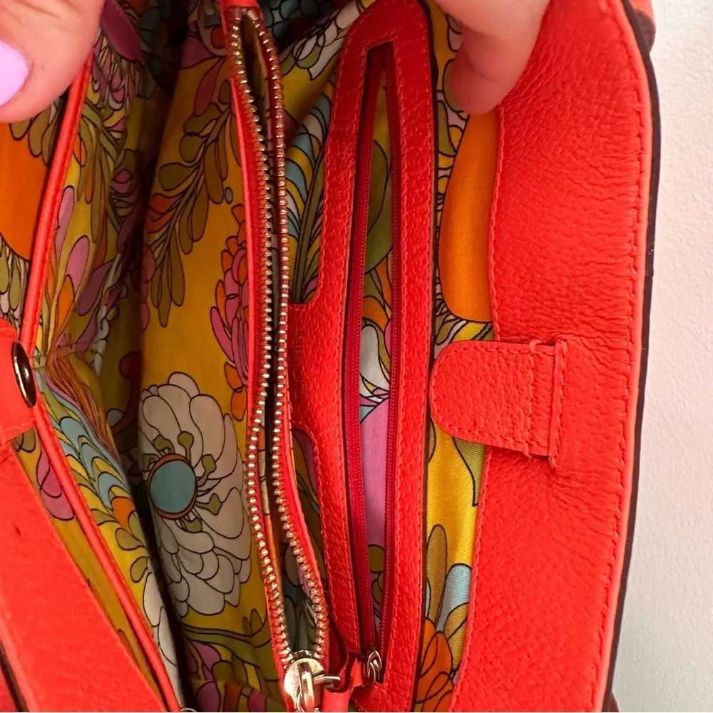 Kate Spade Grand Street Gabriel Tote Orange Pebbled Leather Shoulder Bag